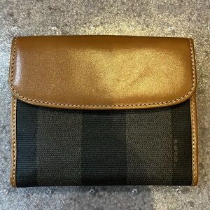 Fendi Classic penguin stripe brown Wallet Authentic